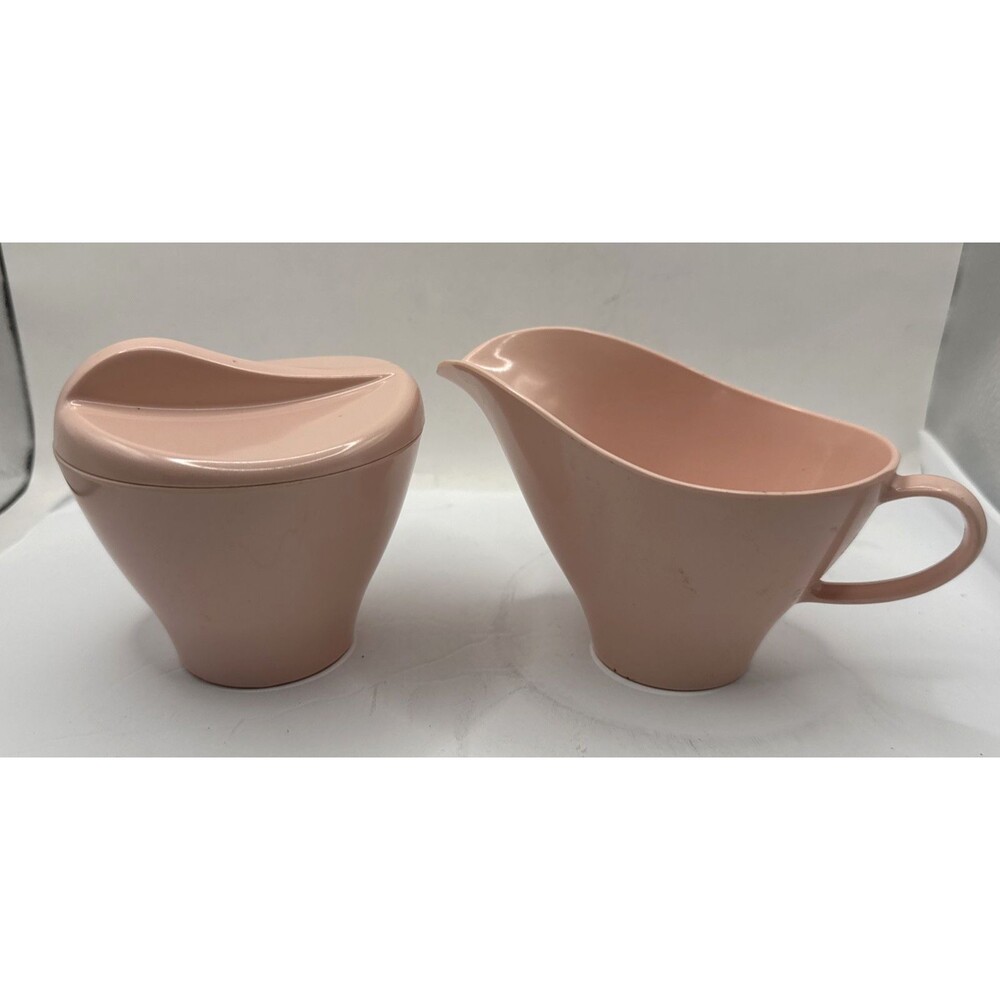 Retro Vintage Melmac Melamine Retro Pink Cream and Sugar Set 60's 70's